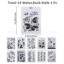 10Pcs 10 Styles PP Plastic Hollow Out Drawing Painting Stencils Templates&nbsp;DIY-GF0007-35