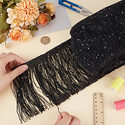 Paillette Tassel Polyester Ribbon Trim&nbsp;OCOR-WH0078-145A
