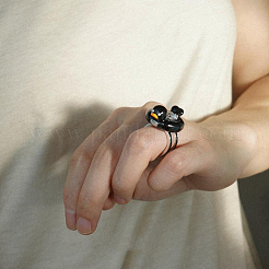 Spray Painted Alloy with Cubic Zirconia Cuff Rings&nbsp;FS-WG09DAA-02