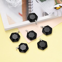 Natural Dyed & Heated Black Agate Pendants&nbsp;G-E487-95F