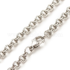Non-Tarnish 304 Stainless Steel Double Link Rolo Chains Necklace for Women&nbsp;NJEW-JN03892-05