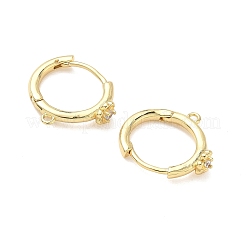 Brass Micro Pave Clear Cubic Zirconia Hoop Earring Findings&nbsp;KK-G547-04G