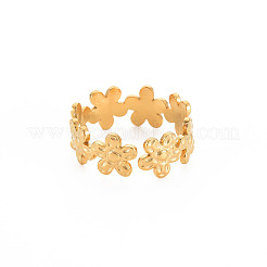 Ion Plating(IP) 304 Stainless Steel Flower Wrap Open Cuff Ring for Women&nbsp;LS-RJEW-S405-173G