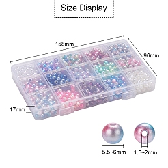 900Pcs 15 Style Rainbow ABS Plastic Imitation Pearl Beads&nbsp;OACR-YW0001-13