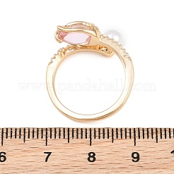 Brass Micro Pave Cubic Zirconia Finger Rings for Women&nbsp;CU-CBAA973-02G