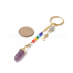 Chakra Natural Mixed Gemstone Bullet Pendant Keychain&nbsp;KEYC-JKC00448