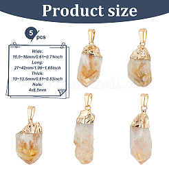 5Pcs Raw Rough Natural Citrine Pendants&nbsp;G-FG0001-11