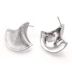 Brass Micro Pave Cubic Zirconia Ear Studs&nbsp;EJEW-P268-04P