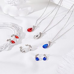 Alloy Rhinestone Pendant Necklace & Stud Earring Sets&nbsp;SJEW-LP0001-46B