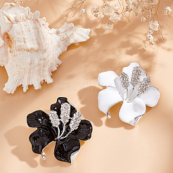 2Pcs 2 Colors Crystal Rhinestone Flower Brooch Pin&nbsp;JEWB-FI0001-02