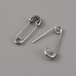 Sterling Silver Safety Pin Shape Dangle Hoop Earrings for Men Women&nbsp;LS-EJEW-WH0047-03P