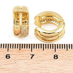 Brass Micro Pave Clear Cubic Zirconia Hoop Earrings&nbsp;EJEW-F405-12G