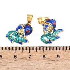 Electroplate Brass Enamel Pendants&nbsp;KK-F723-14G-RS-1