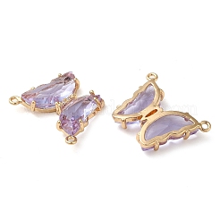 Brass Pave Faceted Glass Connector Charms&nbsp;FIND-Z020-03L