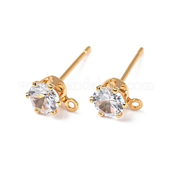 Brass Micro Pave Cubic Zirconia Stud Earring Findings&nbsp;KK-F898-14C-G