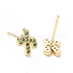 Brass Micro Pave Cubic Zirconia Stud Earrings&nbsp;LS-EJEW-L224-14G