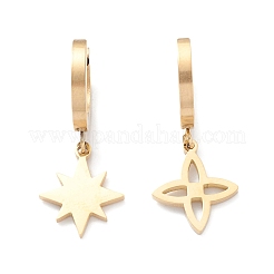 3 Pair 3 Style Star & Clover & Snake & Infinity Ion Plating(IP) 304 Stainless Steel Asymmetrical Earrings&nbsp;EJEW-B020-14G