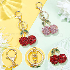 2Pcs 2 Colors Zinc Alloy Rhinestone Keychain&nbsp;KEYC-BC0001-13