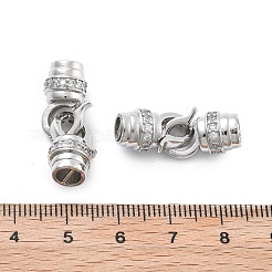 Brass Micro Pave Clear Cubic Zirconia Fold Over Clasps&nbsp;KK-B125-14P