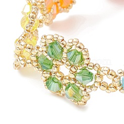 TOHO Japanese Seed Beaded Flower Link Chain Bracelet&nbsp;BJEW-MZ00040