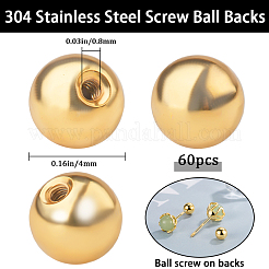 60Pcs Stainless Steel Ear Nuts&nbsp;STAS-BBC0005-14G