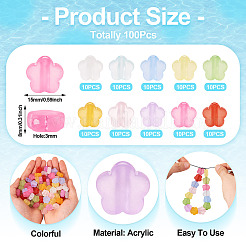 100Pcs 10 Colors Transparent Acrylic Beads&nbsp;TACR-TA0001-44