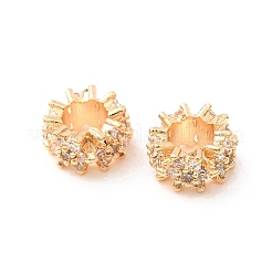 Brass Pave Cubic Zirconia Spacer Beads&nbsp;KK-F942-25G-01