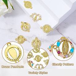 8Pcs 8 Styles Religion Brass Micro Pave Cubic Zirconia Connector Charms&nbsp;KK-SZ0007-87