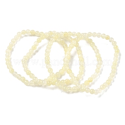 Natural Golden Silk Jade Round Beaded Stretch Bracelets for Women&nbsp;BJEW-F535-01A