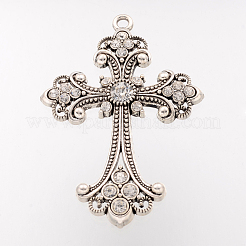Alloy Rhinestone Cross Big Gothic Pendants&nbsp;X-ALRI-1475-RS