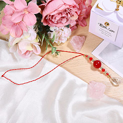 Brass & Glass & Natural Malaysia Jade Pendant Decoration&nbsp;HJEW-CA00065