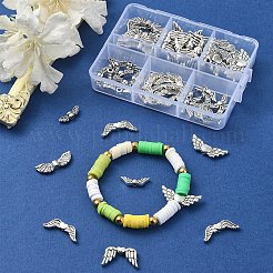60Pcs 6 Styles Tibetan Style Alloy Wing Beads&nbsp;TIBEB-YW0001-25