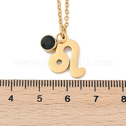 304 Stainless Steel Glass Drill Birth Stone Constellation Pendant Necklaces&nbsp;LS-STAS-D305-08G-E