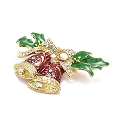 Colorful Enamel Christmas Bell Brooch with Crystal Rhinestone&nbsp;JEWB-A004-06G