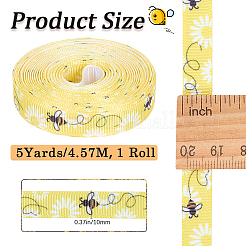 Polyester Bees Printed Grosgrain Ribbons&nbsp;SRIB-WH20020-018G