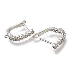 Rack Plating Brass Micro Pave Cubic Zirconia Hoop Earring Findings&nbsp;EJEW-H143-05P