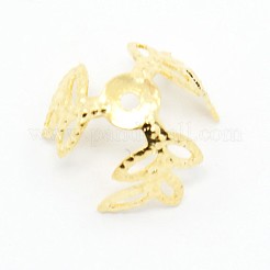 3-Petal Brass Flower Bead Caps&nbsp;KK-M010-01G