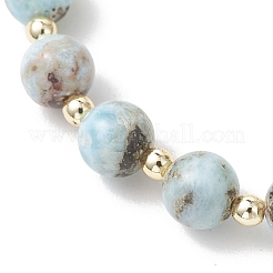 Natural Larimar & Non-magnetic Synthetic Hematite Round Beaded Stretch Bracelets for Women Men&nbsp;BJEW-JB13559