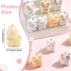 Cat Shape Flocky Opaque Resin Pendants&nbsp;RESI-YWC0002-04F
