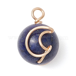 Natural Green Aventurine/Rose Quartz/Tiger Eye/Lapis Lazuli/Amethyst Copper Wire Wrapped Moon Pendants&nbsp;PALLOY-JF02908