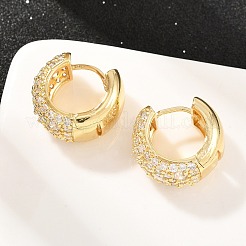 Brass Micro Pave Clear Cubic Zirconia Hoop Earrings&nbsp;EJEW-Z164-21G