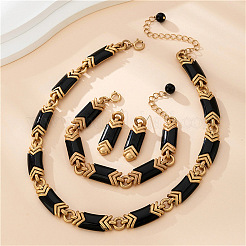 Rectangle Alloy Acrylic Chain Necklaces & Bracelets & Stud Earrings Sets&nbsp;FS-WGA157C-01