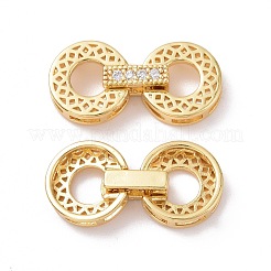 Brass Micro Pave Clear Cubic Zirconia Fold Over Clasps&nbsp;LS-KK-G420-09G