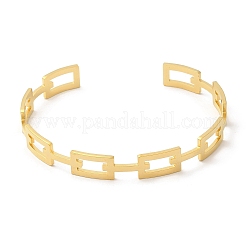 304 Stainless Steel Hollow Rectangle Cuff Bangles&nbsp;LS-BJEW-H322-01G