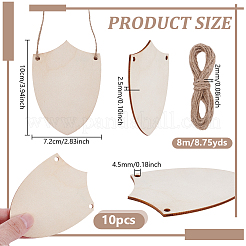 Unfinished Blank Wooden Shield Pendants Set for Painting Arts&nbsp;WOOD-WH0131-82