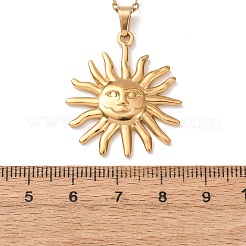 304 Stainless Steel Sun Pendant Cable Chain Necklaces for Men Women&nbsp;NJEW-K308-04E-G