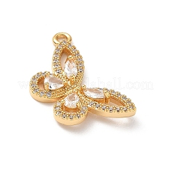 Brass Micro Pave Clear Cubic Zirconia Pendants&nbsp;KK-D504-22B-G