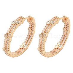Rack Plating Brass Clear Cubic Zirconia Hoop Earrings&nbsp;EJEW-M090-01G-05