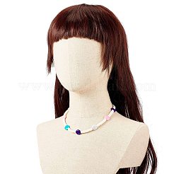 Handmade Polymer Clay Heishi Beaded Necklace with Flat Round for Women&nbsp;NJEW-JN03794