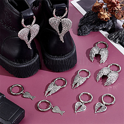 10Pcs 5 Styles Wing Tibetan Style Alloy Shoe Charms&nbsp;HJEW-PH02190